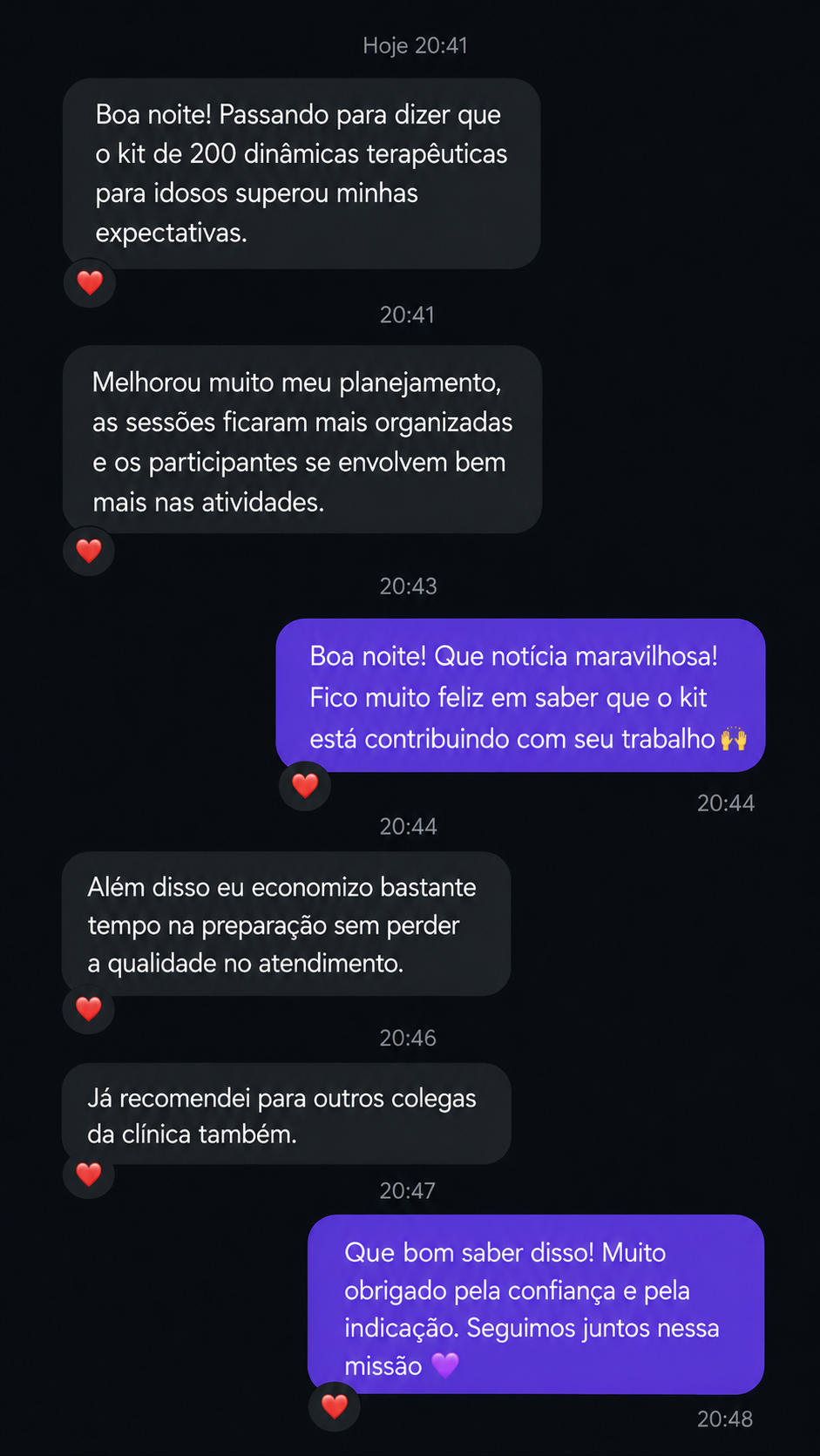 Avaliação de profissional sobre o kit